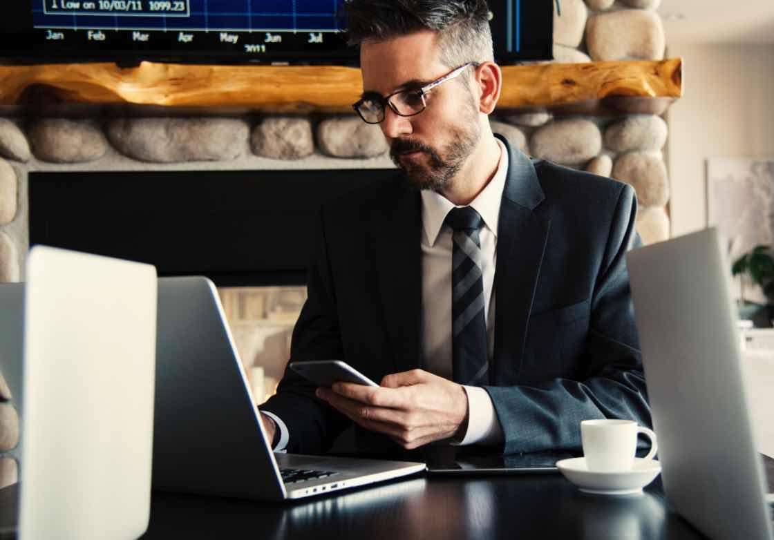 Executive reviewing market data